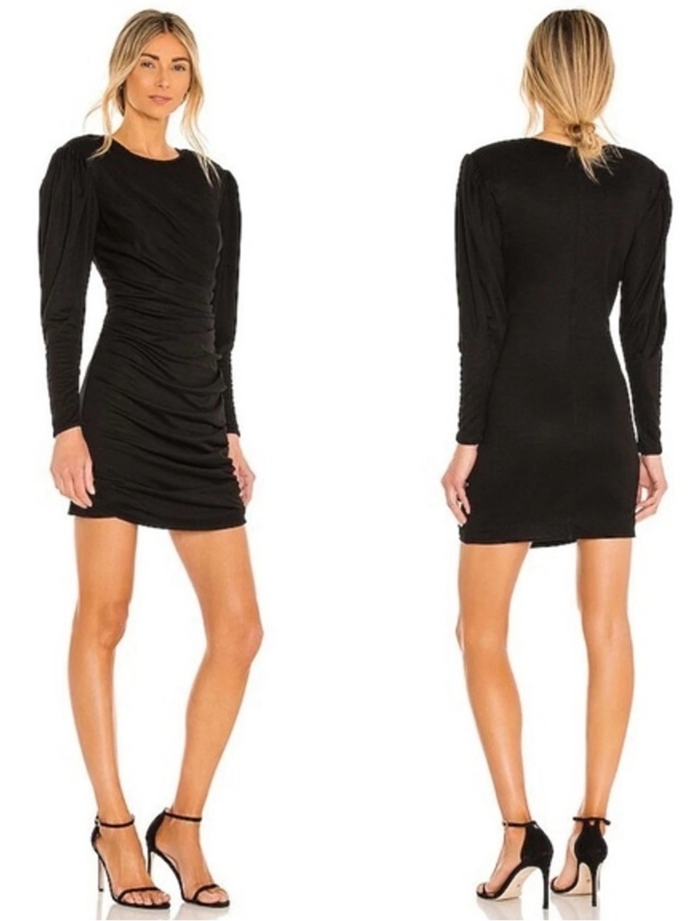 Anine Bing NEW Alaia Black Ruched Mini Dress Size Small